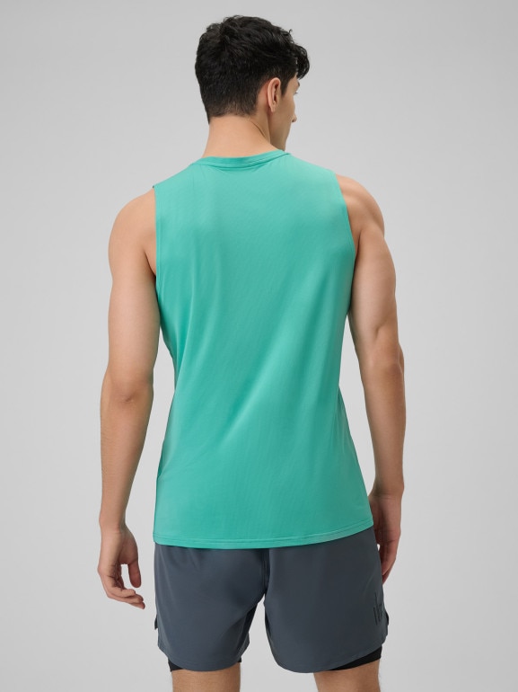 Męska koszulka treningowa bez rękawów 4F 4FWSS26TFSLM0744 - miętowa