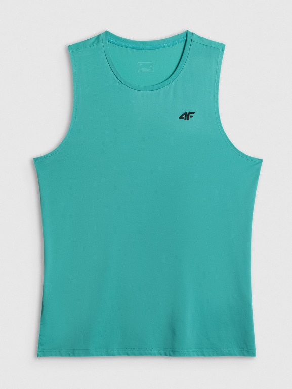 Męska koszulka treningowa bez rękawów 4F 4FWSS26TFSLM0744 - miętowa