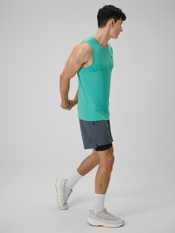 Męska koszulka treningowa bez rękawów 4F 4FWSS26TFSLM0744 - miętowa
