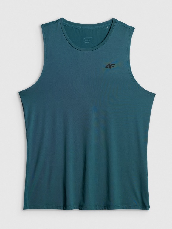 Męska koszulka treningowa bez rękawów 4F 4FWSS26TFSLM0744 - turkusowa