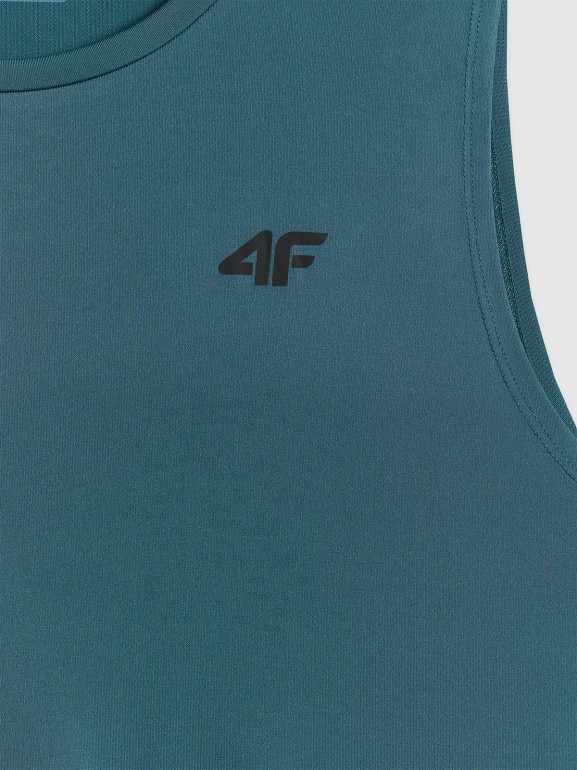 Męska koszulka treningowa bez rękawów 4F 4FWSS26TFSLM0744 - turkusowa