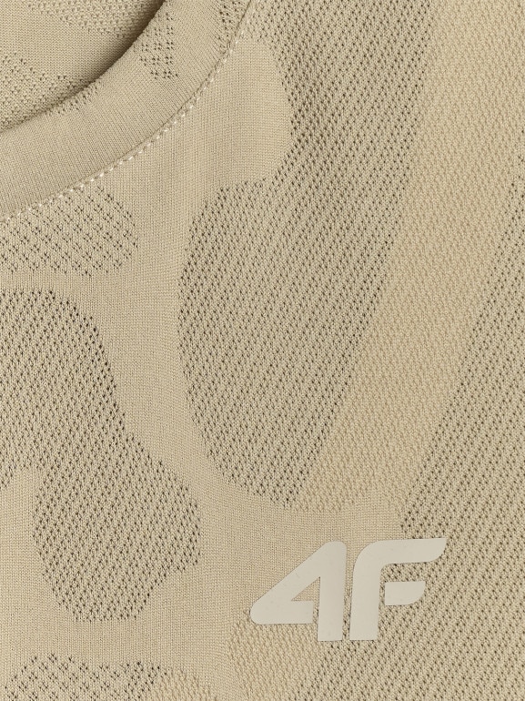 Męska koszulka treningowa bez rękawów 4F 4FWSS26TFSLM0877 - beżowa