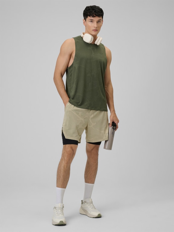 Męska koszulka treningowa bez rękawów 4F 4FWSS26TFSLM0877 - khaki