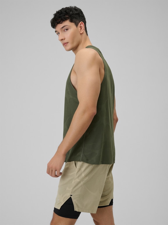 Męska koszulka treningowa bez rękawów 4F 4FWSS26TFSLM0877 - khaki