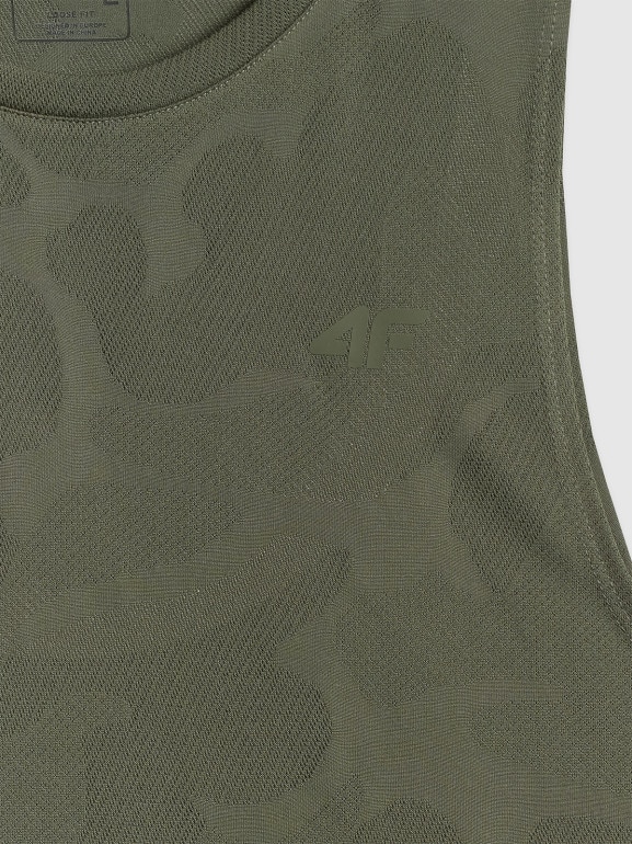 Męska koszulka treningowa bez rękawów 4F 4FWSS26TFSLM0877 - khaki