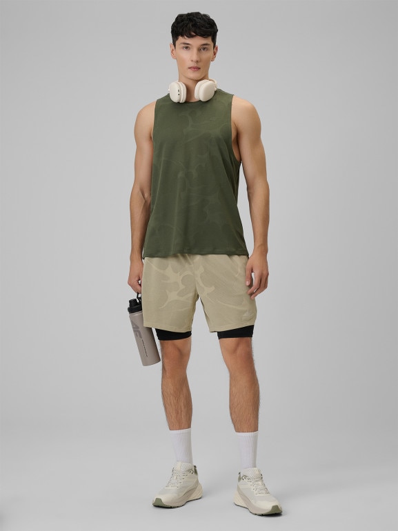 Męska koszulka treningowa bez rękawów 4F 4FWSS26TFSLM0877 - khaki