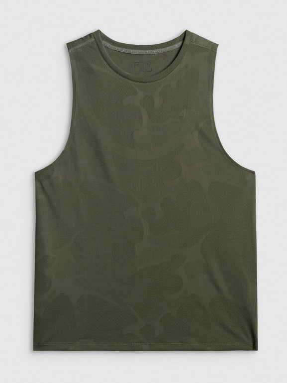 Męska koszulka treningowa bez rękawów 4F 4FWSS26TFSLM0877 - khaki