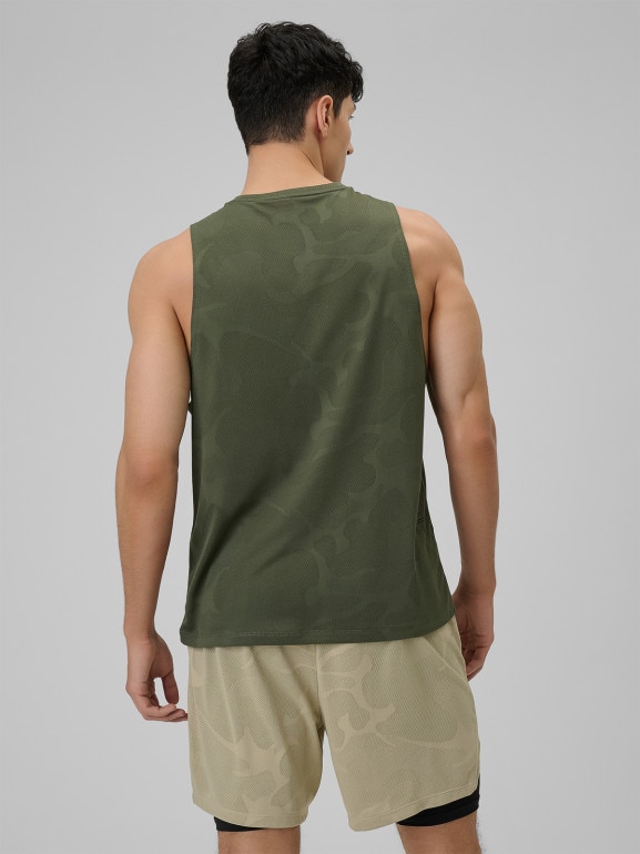 Męska koszulka treningowa bez rękawów 4F 4FWSS26TFSLM0877 - khaki