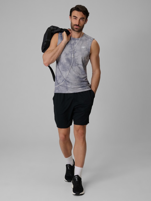 Męska koszulka treningowa z nadrukiem 4F 4FRSS26TFSLM1081 - szara