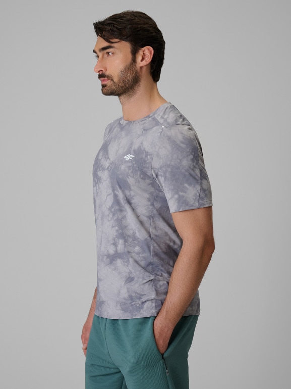 Męska koszulka treningowa z nadrukiem 4F 4FRSS26TFTSM2292 - szara