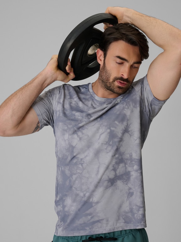 Męska koszulka treningowa z nadrukiem 4F 4FRSS26TFTSM2292 - szara