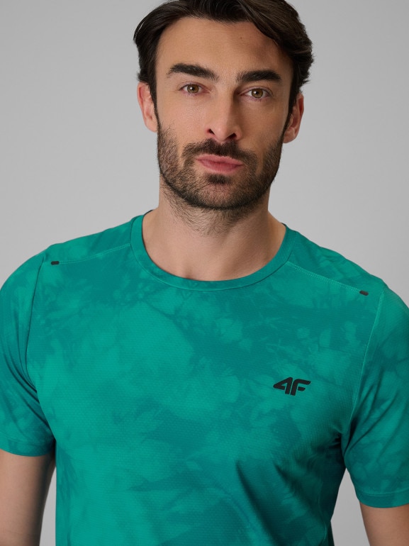 Męska koszulka treningowa z nadrukiem 4F 4FRSS26TFTSM2292 - zielona