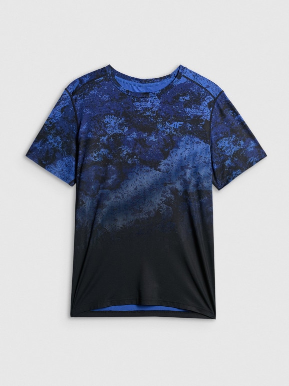 Męska koszulka treningowa z nadrukiem 4F 4FWSS26TFTSM1787 - niebieska