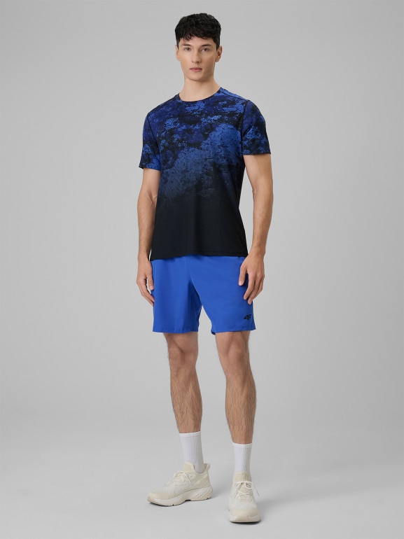 Męska koszulka treningowa z nadrukiem 4F 4FWSS26TFTSM1787 - niebieska