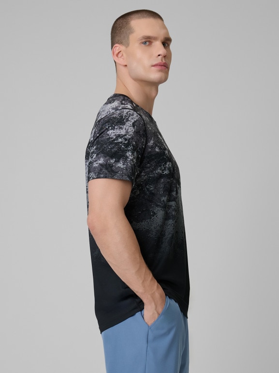 Męska koszulka treningowa z nadrukiem 4F 4FWSS26TFTSM1787 - szara