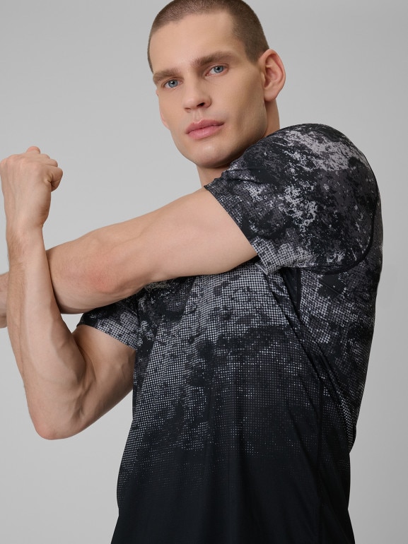 Męska koszulka treningowa z nadrukiem 4F 4FWSS26TFTSM1787 - szara