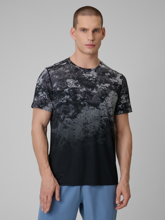 Męska koszulka treningowa z nadrukiem 4F 4FWSS26TFTSM1787 - szara