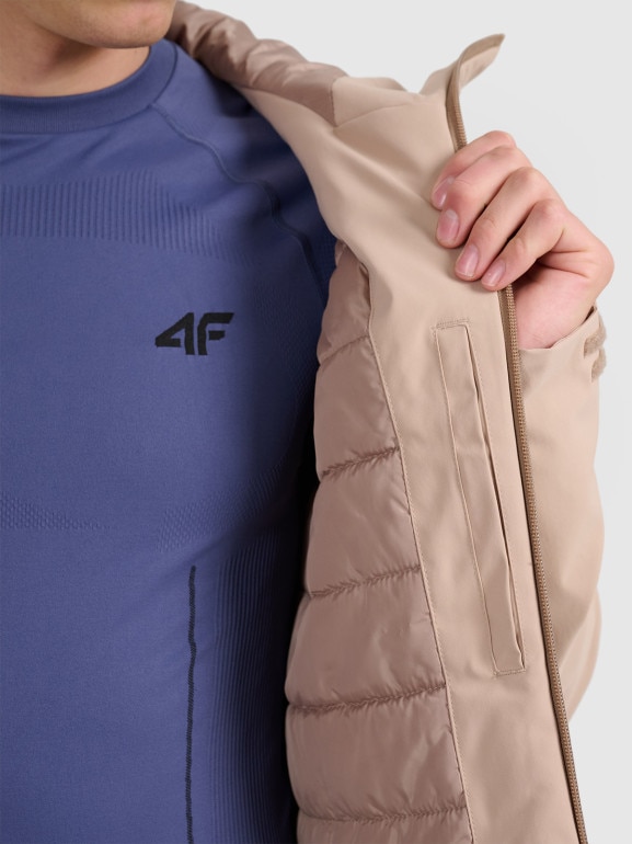 Męska kurtka narciarska 4F 4FWAW25TTJAM0787 - beżowa