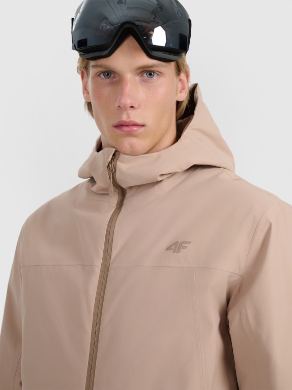 Męska kurtka narciarska 4F 4FWAW25TTJAM0787 - beżowa