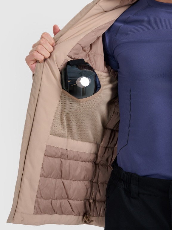 Męska kurtka narciarska 4F 4FWAW25TTJAM0787 - beżowa