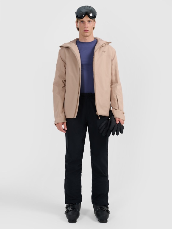 Męska kurtka narciarska 4F 4FWAW25TTJAM0787 - beżowa