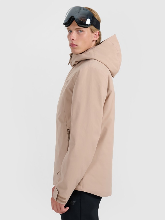 Męska kurtka narciarska 4F 4FWAW25TTJAM0787 - beżowa