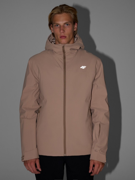 Męska kurtka narciarska 4F 4FWAW25TTJAM0787 - beżowa