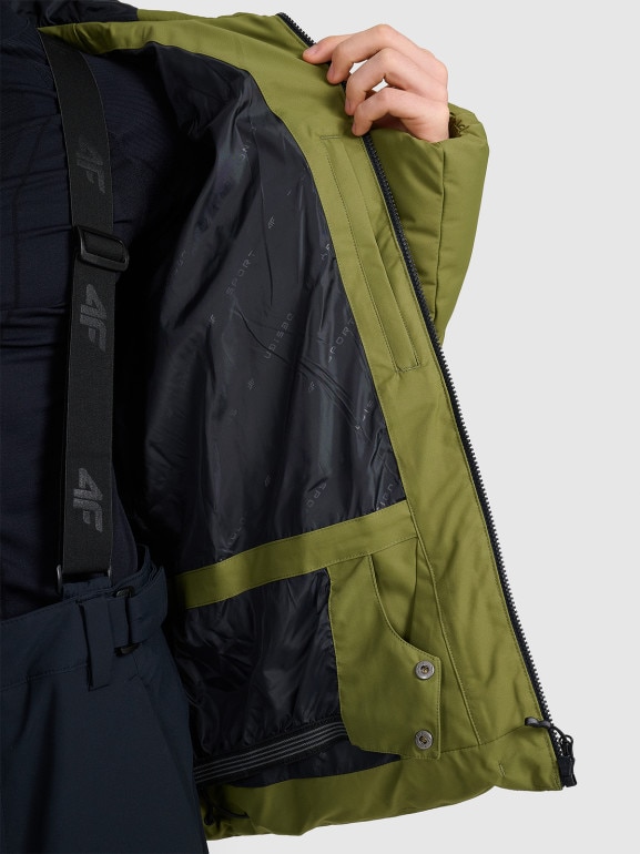 Męska kurtka narciarska 4F 4FWAW25TTJAM0788 - oliwkowa