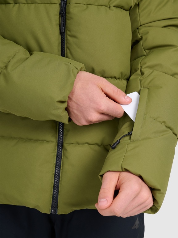 Męska kurtka narciarska 4F 4FWAW25TTJAM0788 - oliwkowa