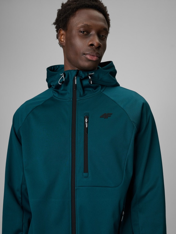 Męska kurtka przejściowa softshell 4F 4FRSS26TSOFM625 - turkusowa