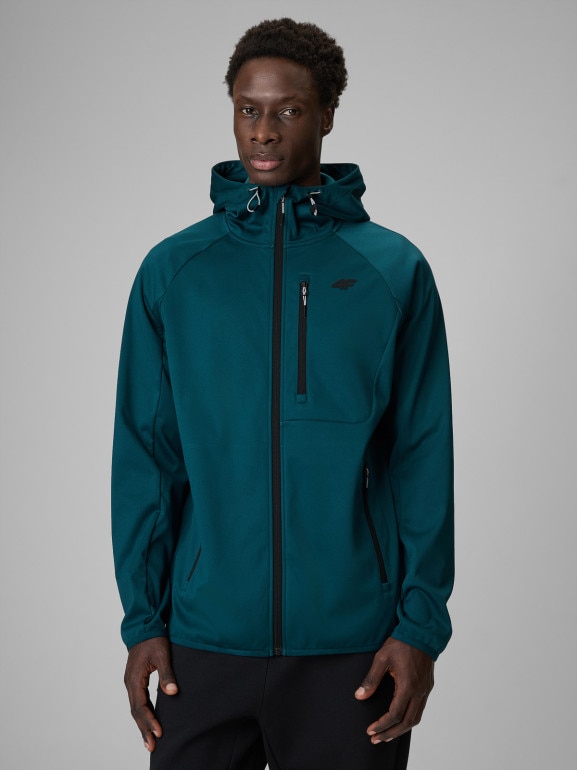 Męska kurtka przejściowa softshell 4F 4FRSS26TSOFM625 - turkusowa
