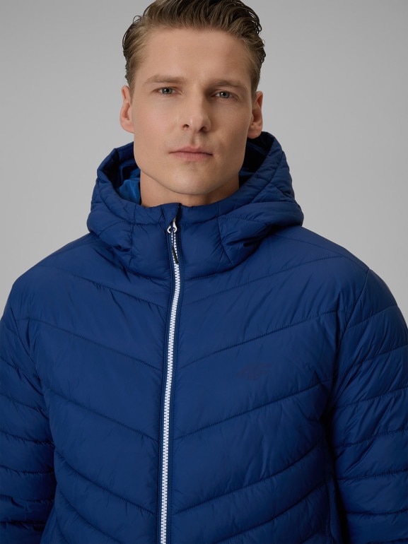 Męska kurtka puchowa pikowana 4F 4FRSS26TDJAM0953 - granatowa