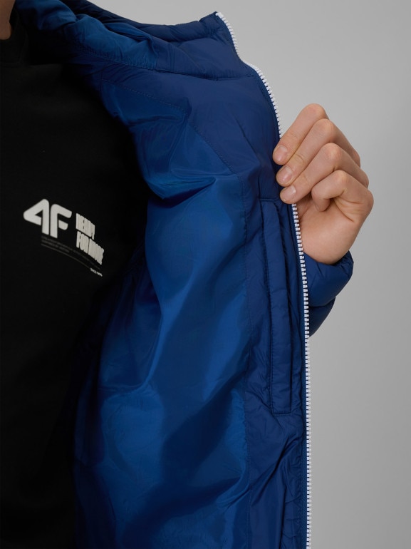 Męska kurtka puchowa pikowana 4F 4FRSS26TDJAM0953 - granatowa