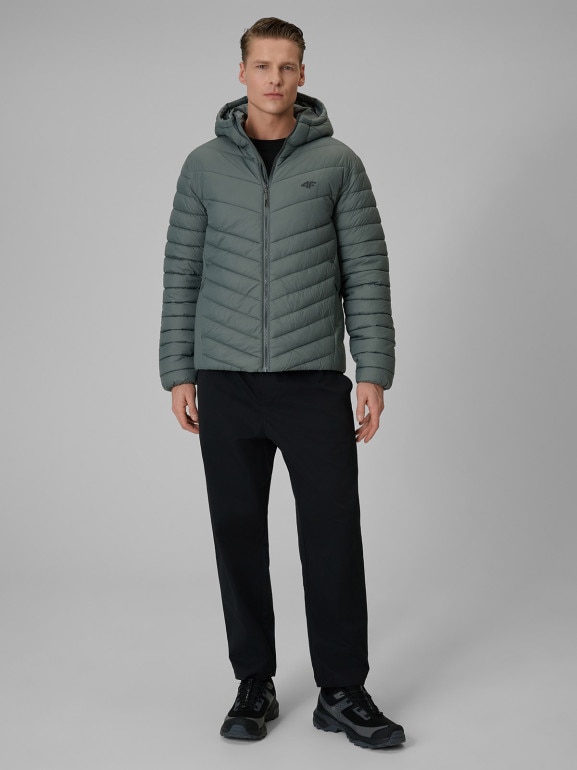 Męska kurtka puchowa pikowana 4F 4FRSS26TDJAM0953 - zielona