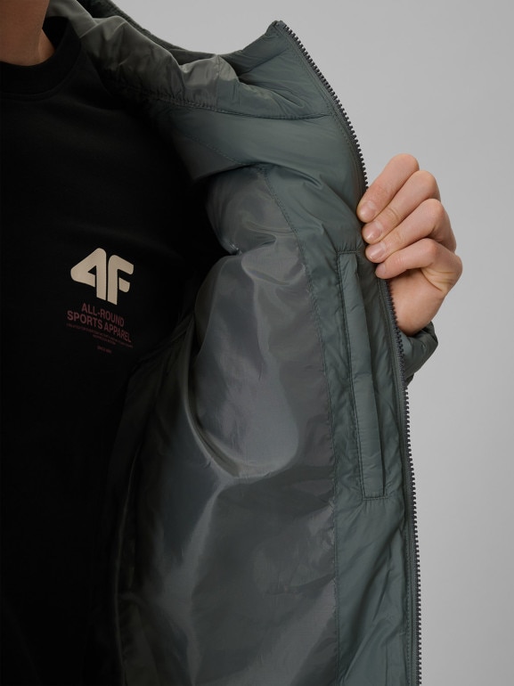 Męska kurtka puchowa pikowana 4F 4FRSS26TDJAM0953 - zielona