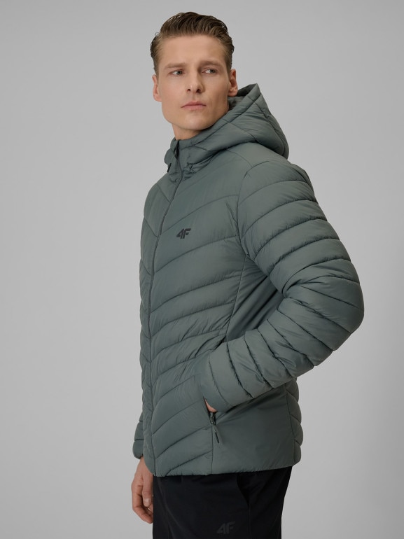 Męska kurtka puchowa pikowana 4F 4FRSS26TDJAM0953 - zielona
