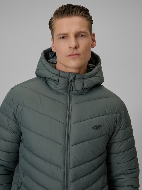 Męska kurtka puchowa pikowana 4F 4FRSS26TDJAM0953 - zielona