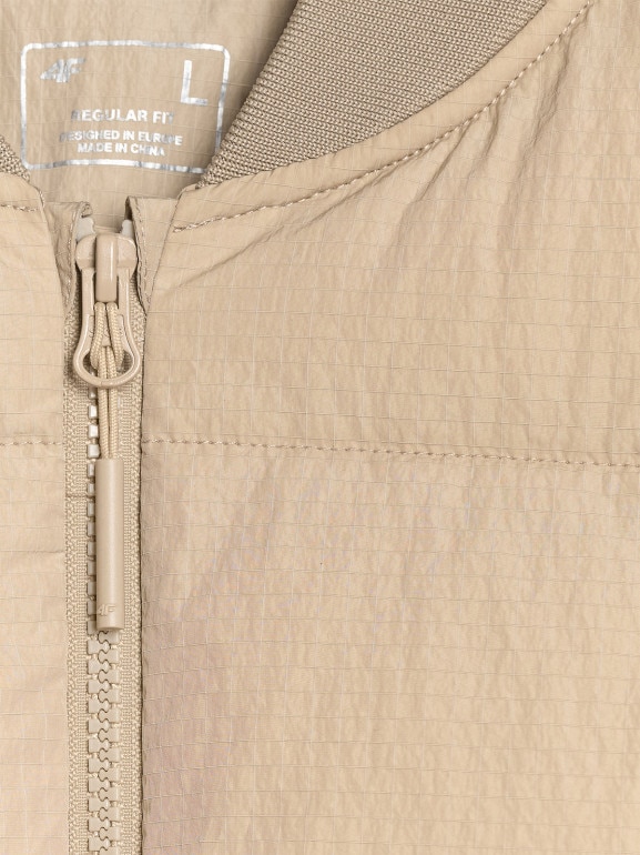 Męska kurtka puchowa pikowana 4F 4FWAW25TDJAM0709 - beżowa