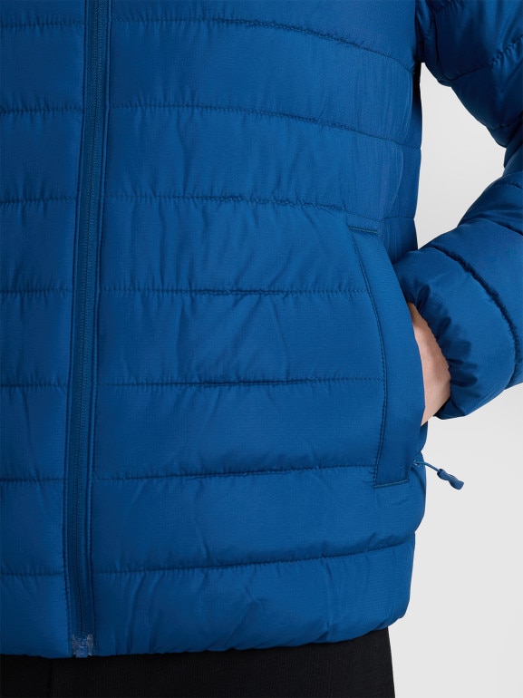 Męska kurtka puchowa pikowana 4F 4FWAW25TDJAM597 - niebieska