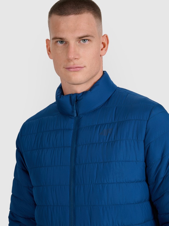 Męska kurtka puchowa pikowana 4F 4FWAW25TDJAM597 - niebieska