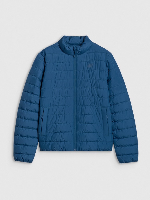 Męska kurtka puchowa pikowana 4F 4FWAW25TDJAM597 - niebieska