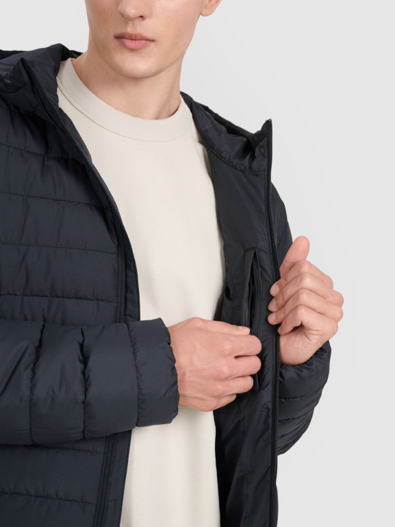 Męska kurtka puchowa pikowana 4F 4FWAW25TDJAM598 - czarna