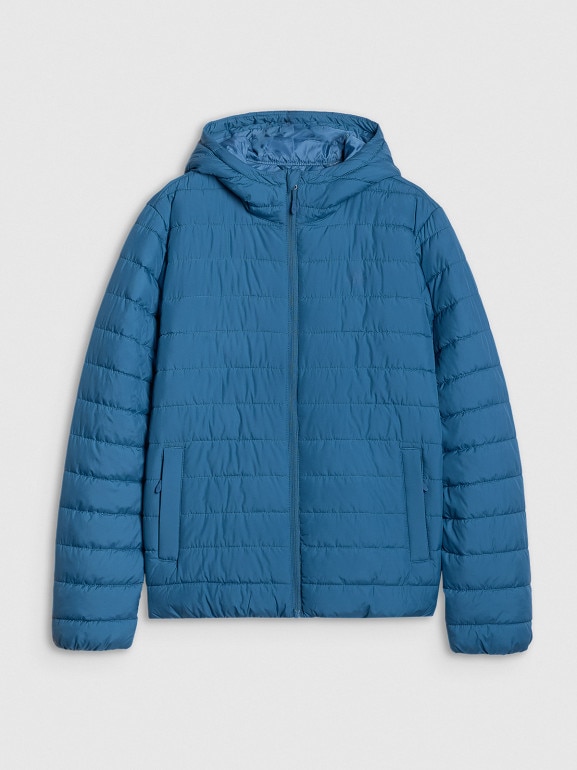 Męska kurtka puchowa pikowana 4F 4FWAW25TDJAM598 - niebieska