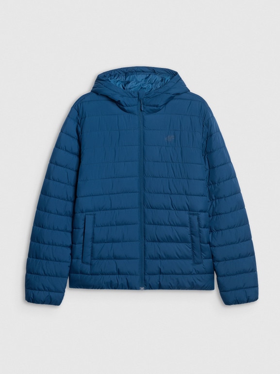 Męska kurtka puchowa pikowana 4F 4FWAW25TDJAM598 - niebieska