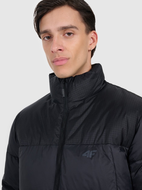 Męska kurtka puchowa pikowana 4F 4FWAW25TDJAM601 - czarna