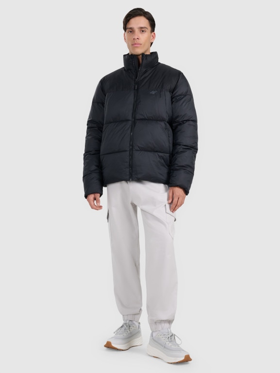 Męska kurtka puchowa pikowana 4F 4FWAW25TDJAM601 - czarna