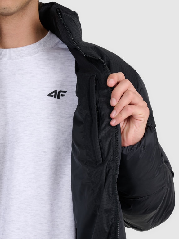 Męska kurtka puchowa pikowana 4F 4FWAW25TDJAM601 - czarna