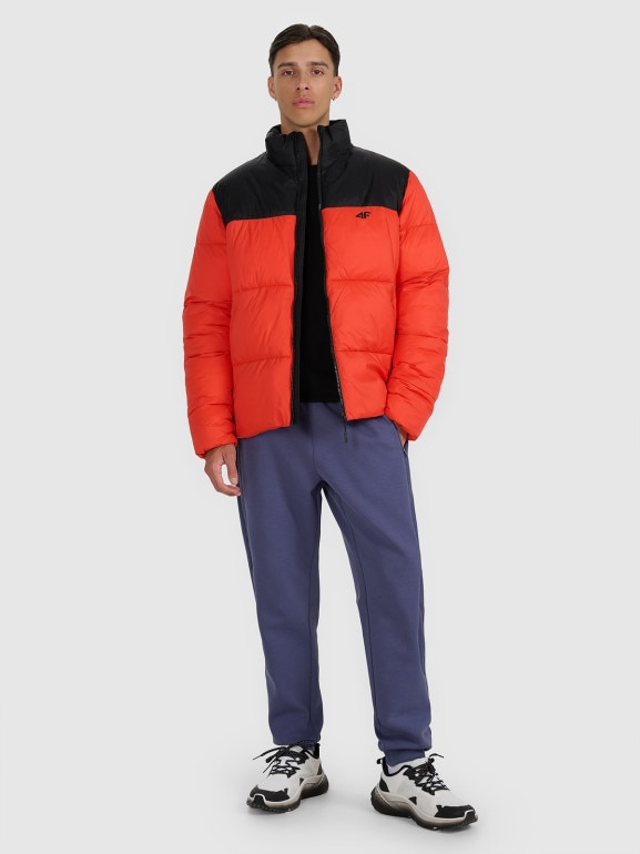 Męska kurtka puchowa pikowana 4F 4FWAW25TDJAM601 - czerwona