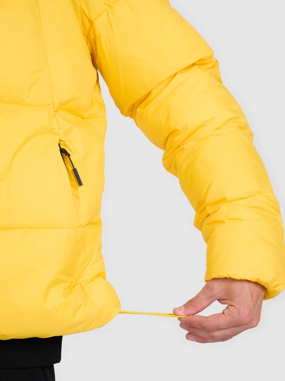 Męska kurtka puchowa pikowana 4F 4FWAW25TDJAM601 - żółta
