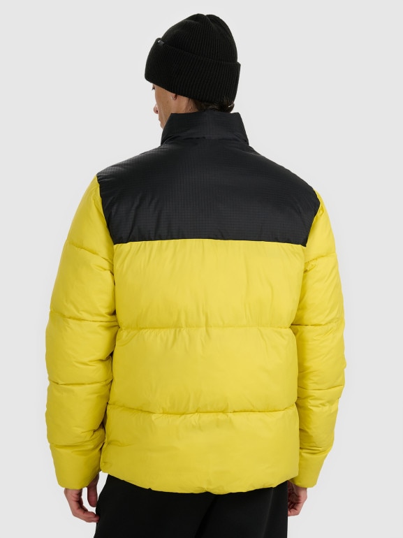 Męska kurtka puchowa pikowana 4F 4FWAW25TDJAM601 - żółta